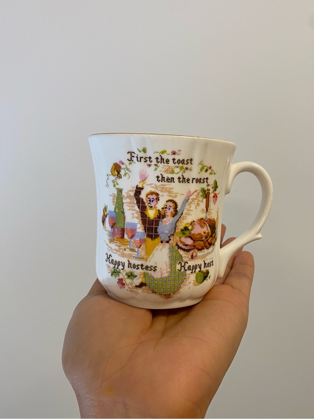 Vintage DUCHESS Bone China Coffee Mugs, Country Village Scene, Made in England
